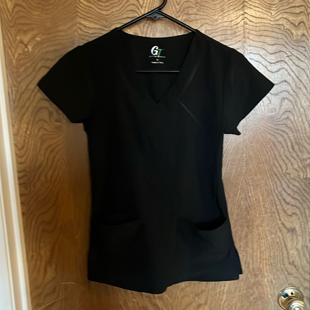 Woman black scrub top